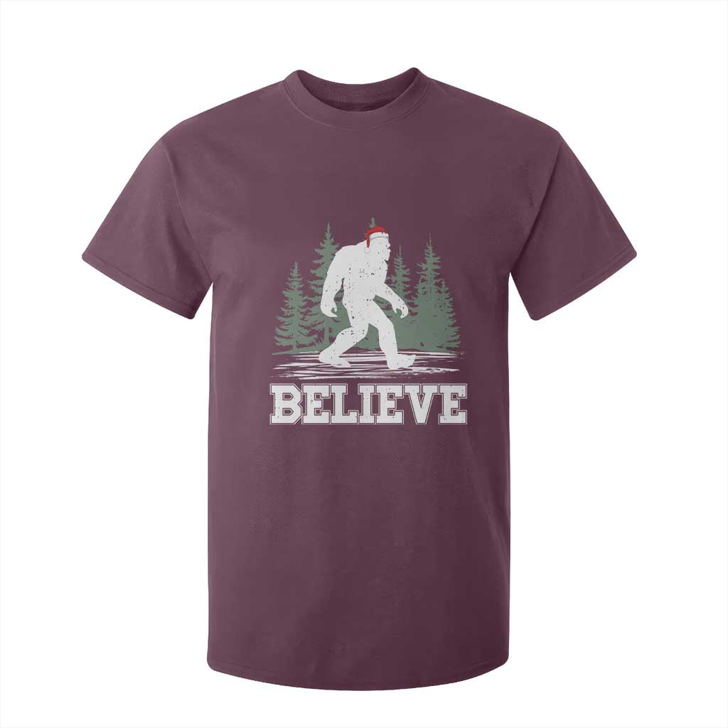 Bigfoot Christmas T Shirt For Kid Funny Sasquatch Believe Lovers Gifts TS10 Maroon Print Your Wear