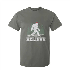 Bigfoot Christmas T Shirt For Kid Funny Sasquatch Believe Lovers Gifts TS10 Military Green Print Your Wear