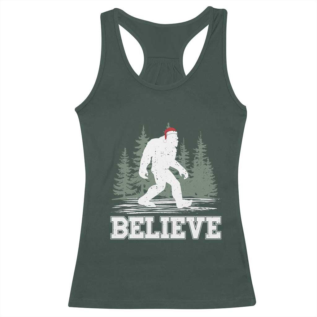 Bigfoot Christmas Racerback Tank Top Funny Sasquatch Believe Lovers Gifts TS10 Dark Forest Green Print Your Wear