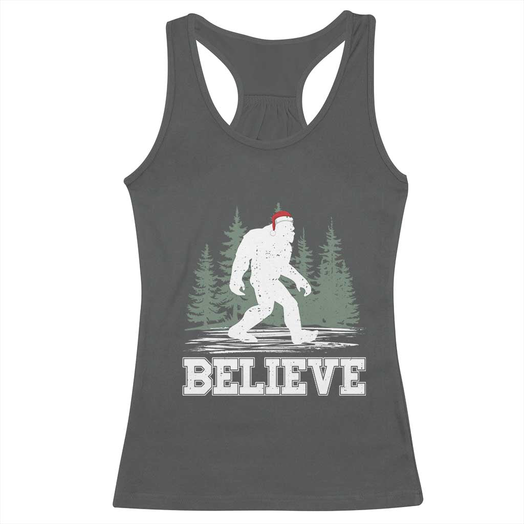 Bigfoot Christmas Racerback Tank Top Funny Sasquatch Believe Lovers Gifts TS10 Dark Heather Print Your Wear