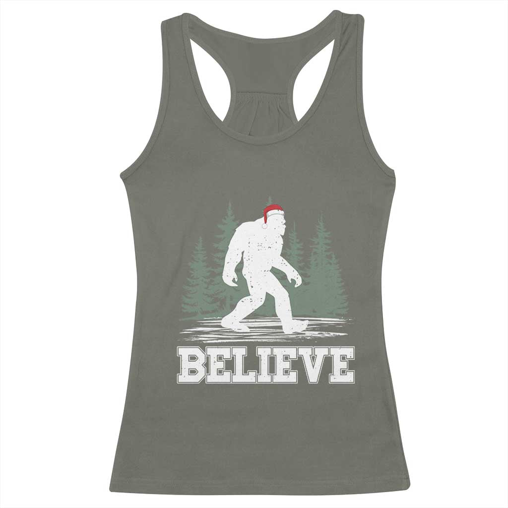 Bigfoot Christmas Racerback Tank Top Funny Sasquatch Believe Lovers Gifts TS10 Military Green Print Your Wear