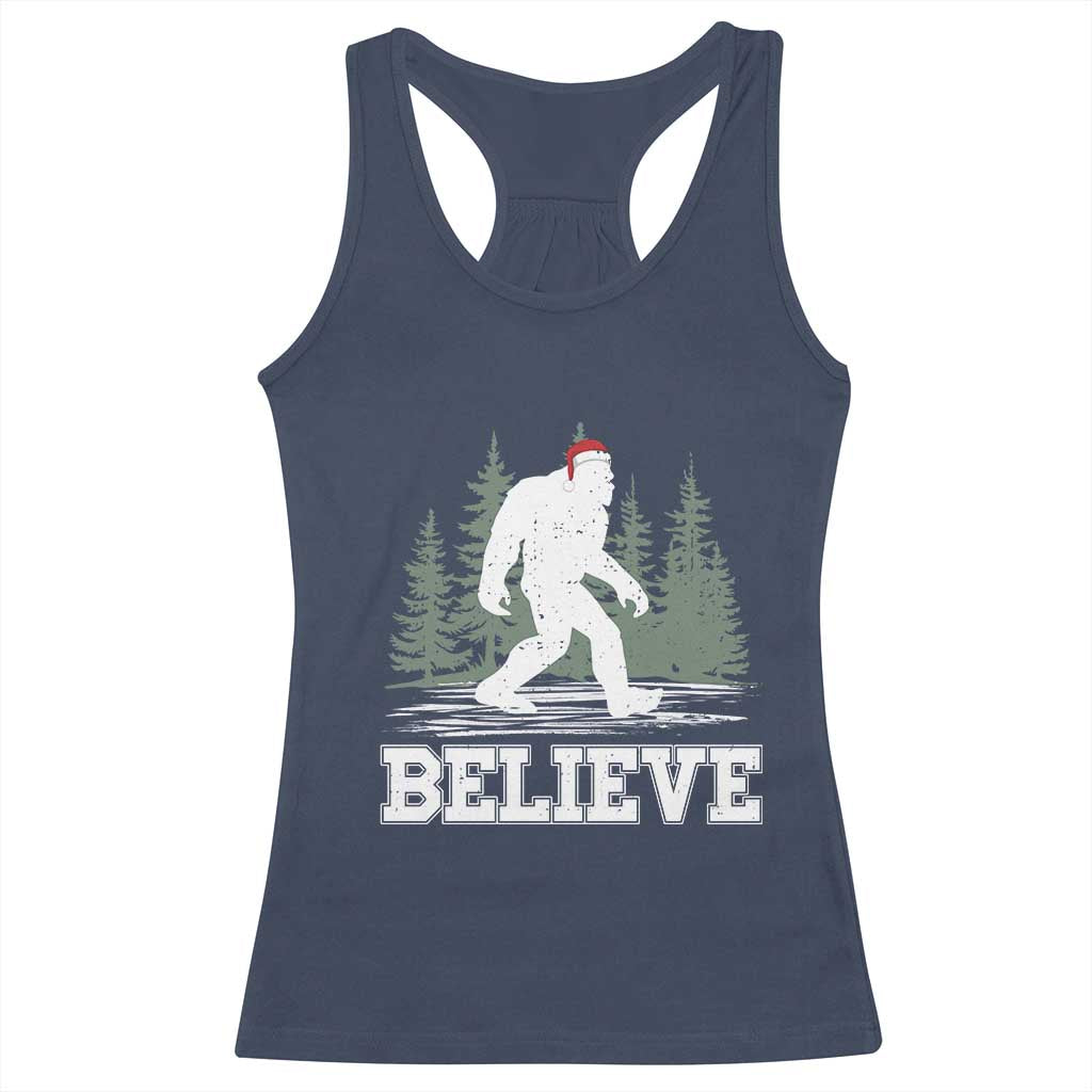 Bigfoot Christmas Racerback Tank Top Funny Sasquatch Believe Lovers Gifts TS10 Navy Print Your Wear