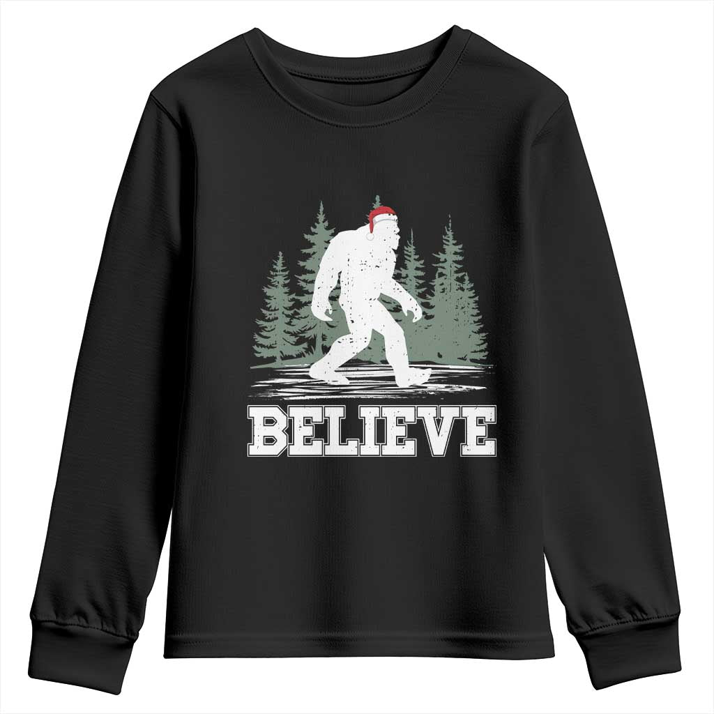 Bigfoot Christmas Youth Sweatshirt Funny Sasquatch Believe Lovers Gifts TS10 Black Print Your Wear