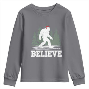 Bigfoot Christmas Youth Sweatshirt Funny Sasquatch Believe Lovers Gifts TS10 Charcoal Print Your Wear