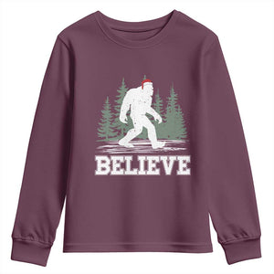 Bigfoot Christmas Youth Sweatshirt Funny Sasquatch Believe Lovers Gifts TS10 Maroon Print Your Wear