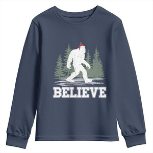 Bigfoot Christmas Youth Sweatshirt Funny Sasquatch Believe Lovers Gifts TS10 Navy Print Your Wear