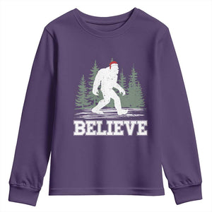 Bigfoot Christmas Youth Sweatshirt Funny Sasquatch Believe Lovers Gifts TS10 Purple Print Your Wear