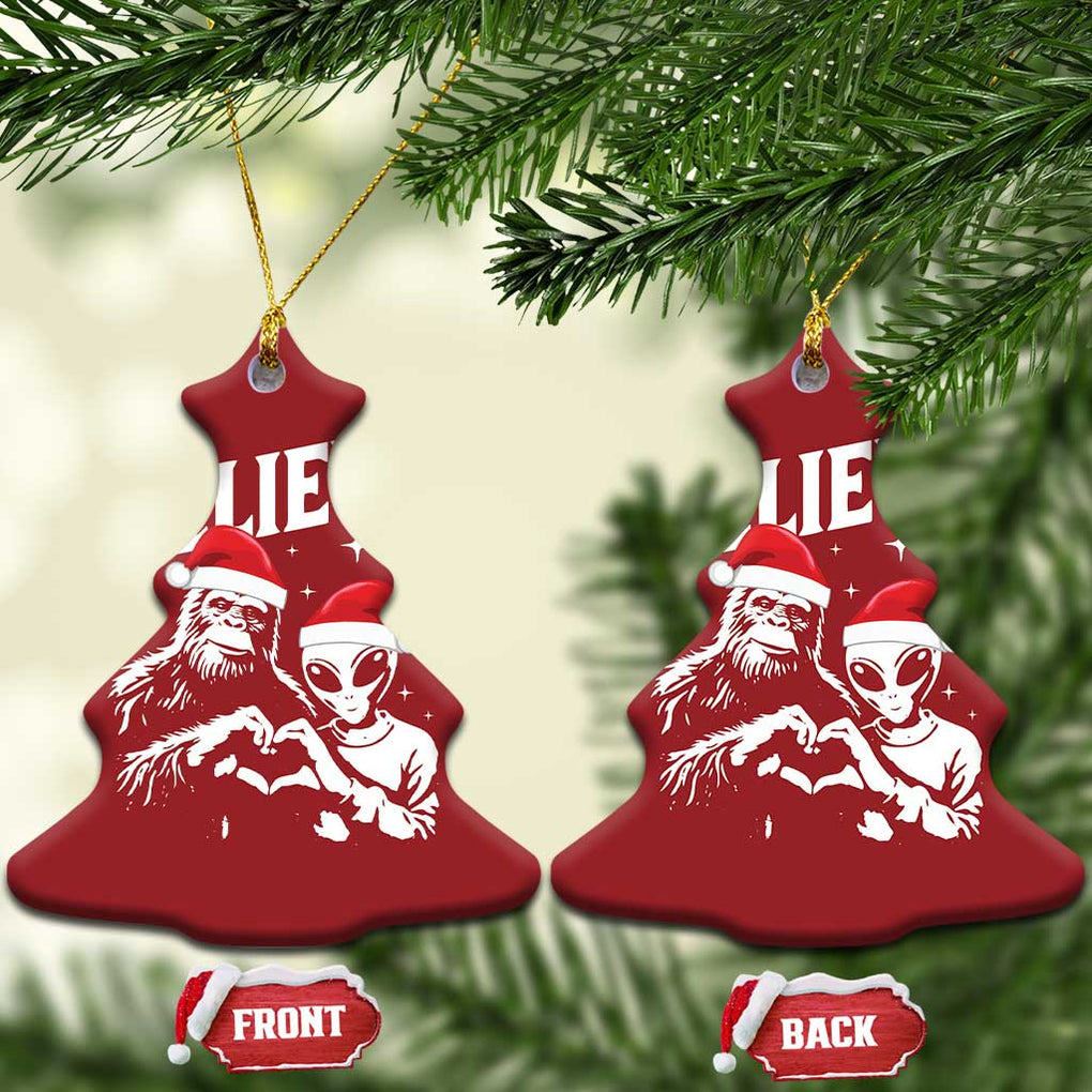 Alien And Bigfoot Christmas Ornament TS10 Christmas Tree Red Print Your Wear