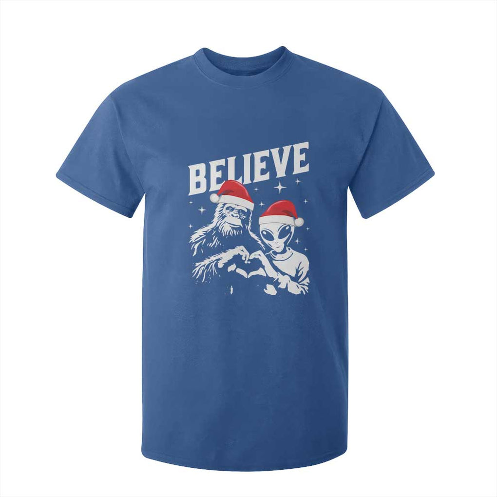 Alien And Bigfoot Christmas T Shirt For Kid TS10 Royal Blue Print Your Wear