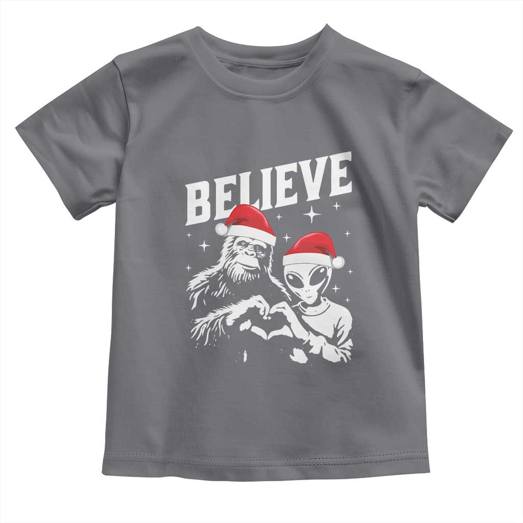 Alien And Bigfoot Christmas Toddler T Shirt TS10 Charcoal Print Your Wear