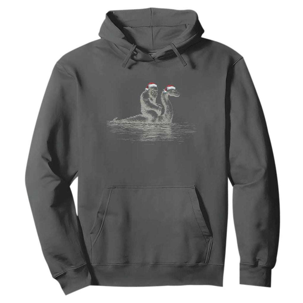 Bigfoot Christmas Hoodie Funny Hilarious Loch Ness Monster Really Sasquatch Lovers TS10 Dark Heather Print Your Wear