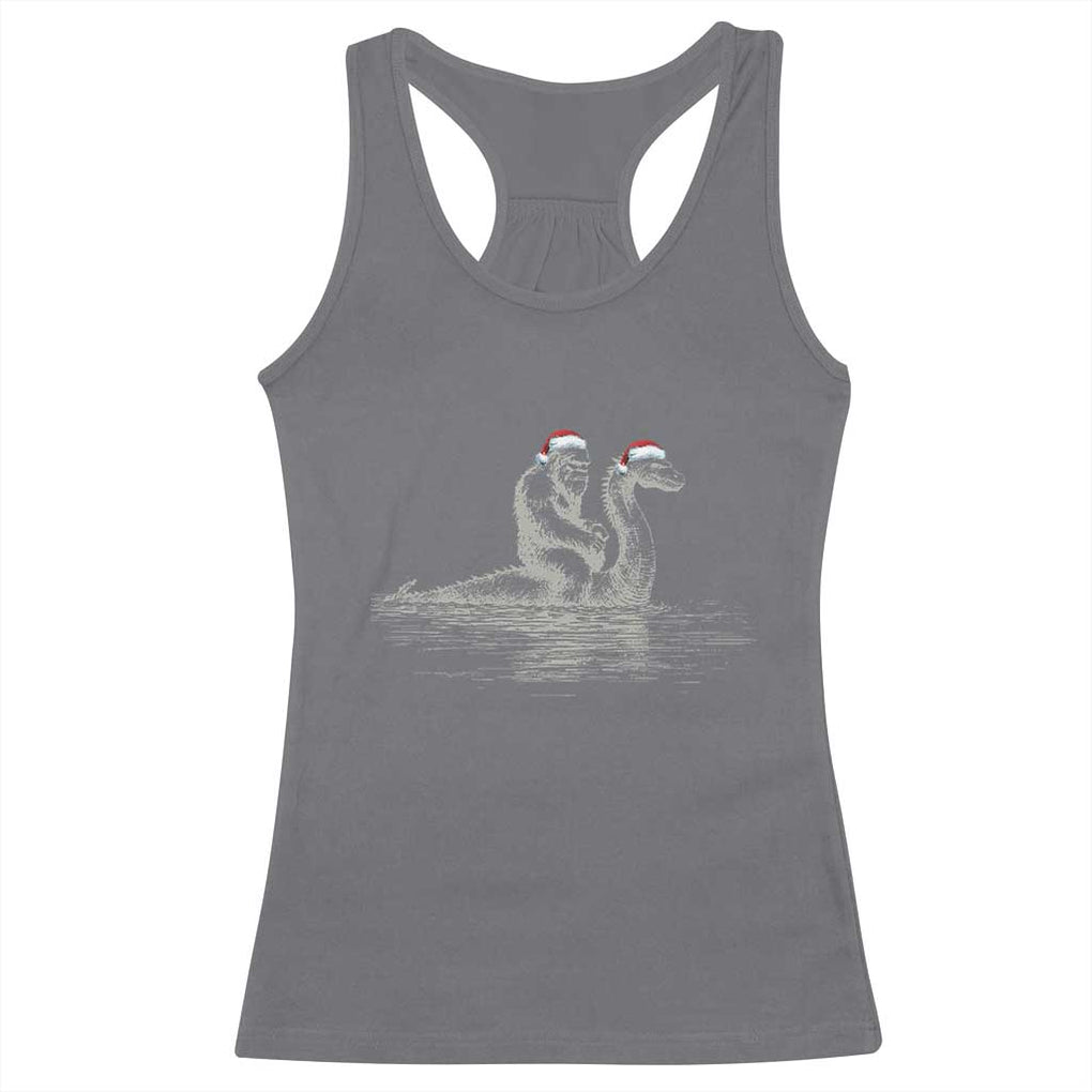 Bigfoot Christmas Racerback Tank Top Funny Hilarious Loch Ness Monster Really Sasquatch Lovers TS10 Charcoal Print Your Wear