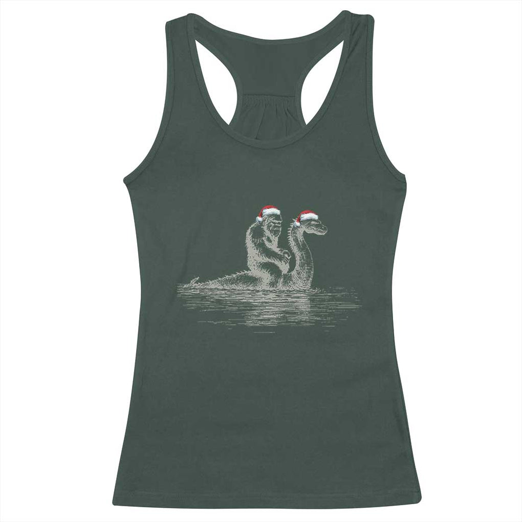 Bigfoot Christmas Racerback Tank Top Funny Hilarious Loch Ness Monster Really Sasquatch Lovers TS10 Dark Forest Green Print Your Wear