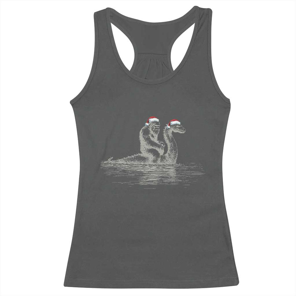 Bigfoot Christmas Racerback Tank Top Funny Hilarious Loch Ness Monster Really Sasquatch Lovers TS10 Dark Heather Print Your Wear