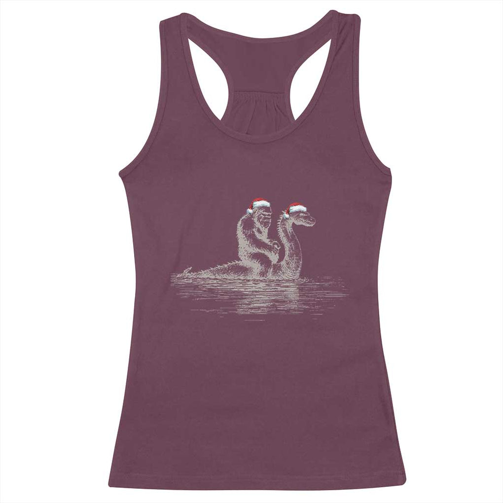 Bigfoot Christmas Racerback Tank Top Funny Hilarious Loch Ness Monster Really Sasquatch Lovers TS10 Maroon Print Your Wear