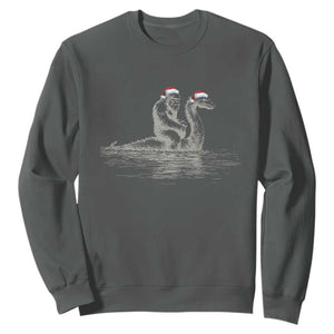 Bigfoot Christmas Sweatshirt Funny Hilarious Loch Ness Monster Really Sasquatch Lovers TS10 Dark Heather Print Your Wear
