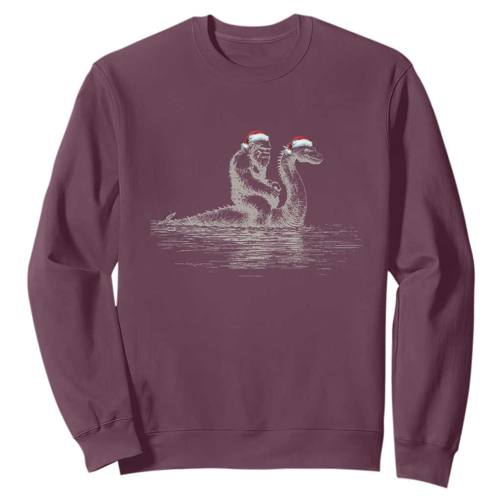 Bigfoot Christmas Sweatshirt Funny Hilarious Loch Ness Monster Really Sasquatch Lovers TS10 Maroon Print Your Wear