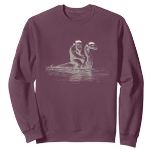 Bigfoot Christmas Sweatshirt Funny Hilarious Loch Ness Monster Really Sasquatch Lovers TS10 Maroon Print Your Wear