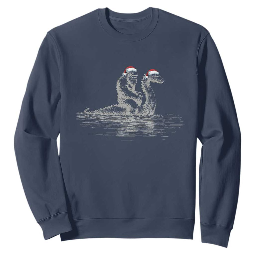 Bigfoot Christmas Sweatshirt Funny Hilarious Loch Ness Monster Really Sasquatch Lovers TS10 Navy Print Your Wear