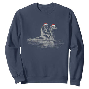 Bigfoot Christmas Sweatshirt Funny Hilarious Loch Ness Monster Really Sasquatch Lovers TS10 Navy Print Your Wear