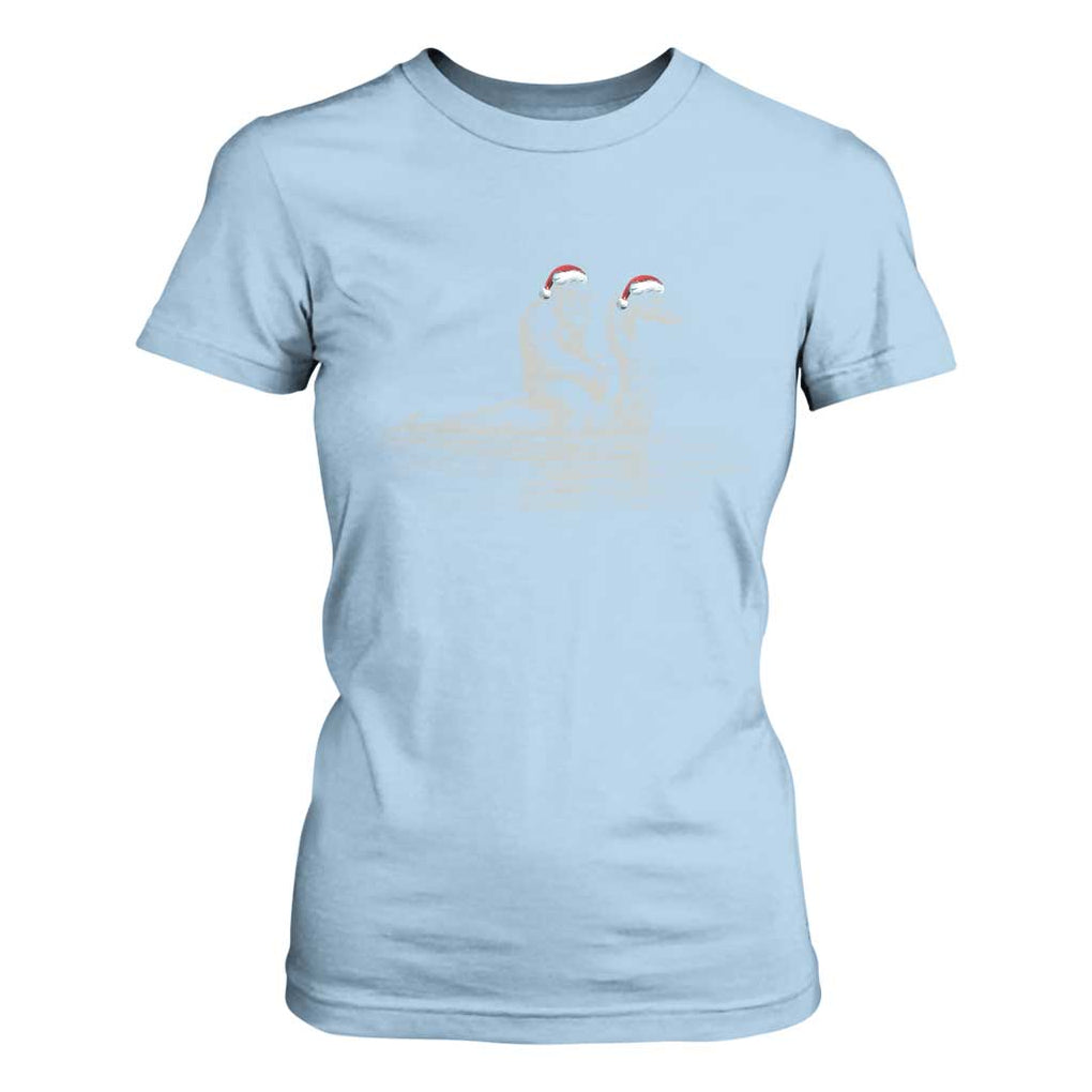 Bigfoot Christmas T Shirt For Women Funny Hilarious Loch Ness Monster Really Sasquatch Lovers TS10 Light Blue Print Your Wear