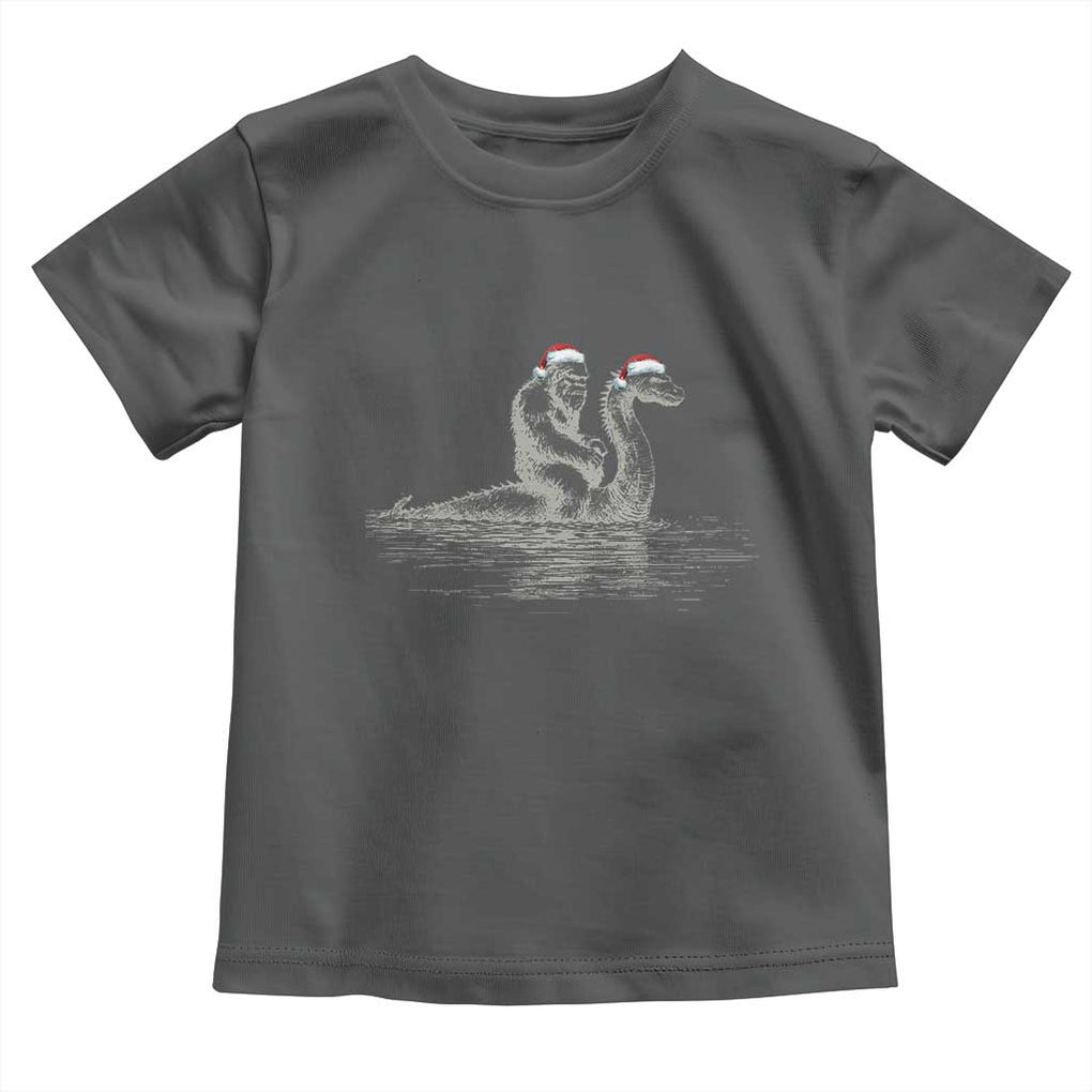 Bigfoot Christmas Toddler T Shirt Funny Hilarious Loch Ness Monster Really Sasquatch Lovers TS10 Dark Heather Print Your Wear
