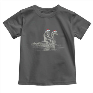 Bigfoot Christmas Toddler T Shirt Funny Hilarious Loch Ness Monster Really Sasquatch Lovers TS10 Dark Heather Print Your Wear