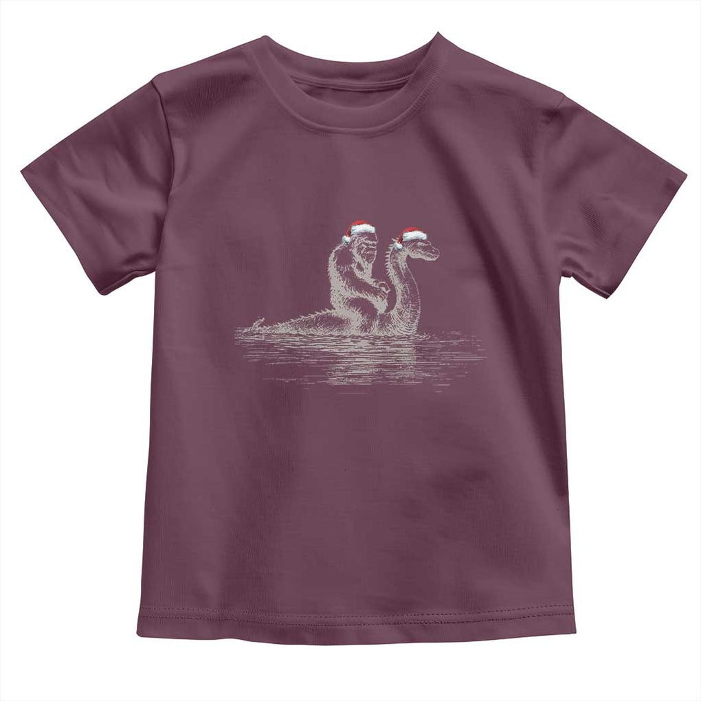 Bigfoot Christmas Toddler T Shirt Funny Hilarious Loch Ness Monster Really Sasquatch Lovers TS10 Maroon Print Your Wear