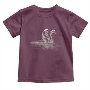 Bigfoot Christmas Toddler T Shirt Funny Hilarious Loch Ness Monster Really Sasquatch Lovers TS10 Maroon Print Your Wear