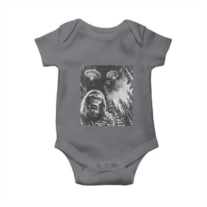 Funny Graphic Bigfoot Selfie with UFOs Weird Baby Onesie TS10 Charcoal Print Your Wear