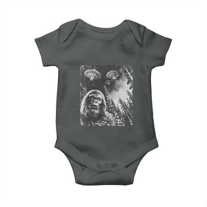 Funny Graphic Bigfoot Selfie with UFOs Weird Baby Onesie TS10 Dark Heather Print Your Wear