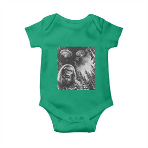 Funny Graphic Bigfoot Selfie with UFOs Weird Baby Onesie TS10 Irish Green Print Your Wear