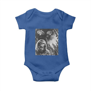 Funny Graphic Bigfoot Selfie with UFOs Weird Baby Onesie TS10 Royal Blue Print Your Wear