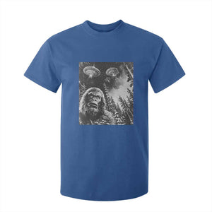 Funny Graphic Bigfoot Selfie with UFOs Weird T Shirt For Kid TS10 Royal Blue Print Your Wear