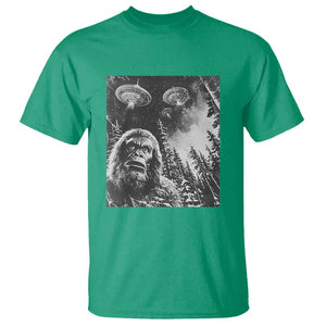 Funny Graphic Bigfoot Selfie with UFOs Weird T Shirt TS10 Irish Green Print Your Wear