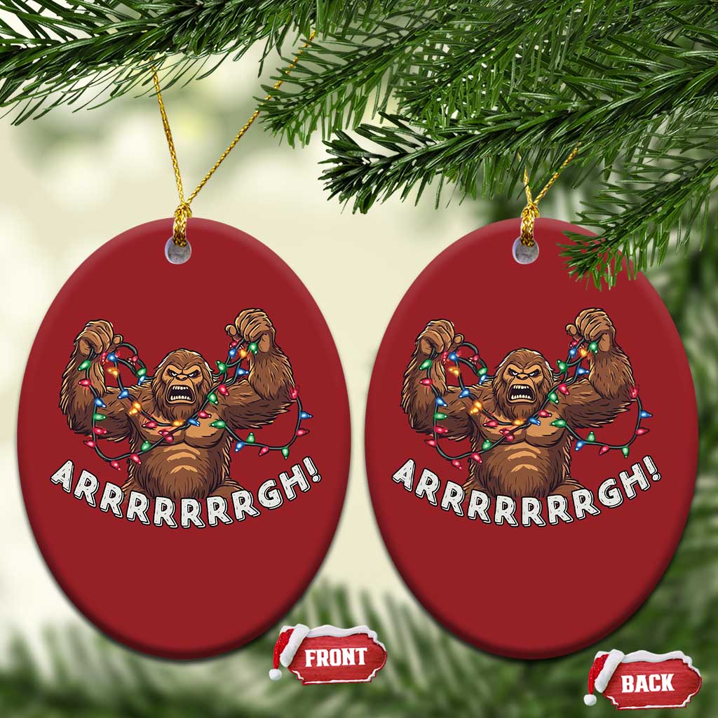 Bigfoot Xmas Christmas Ornament Winter Yeti Sasquatch Loves Xmas Tree Lights TS10 Oval Red Print Your Wear