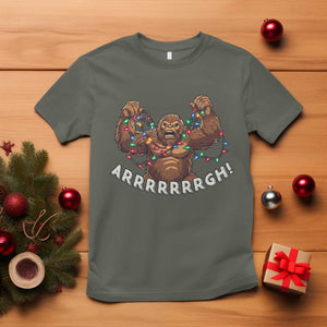 Bigfoot Christmas T Shirt Winter Yeti Sasquatch Loves Xmas Tree Lights TS10 Military Green Print Your Wear