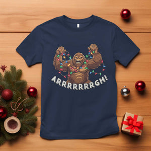 Bigfoot Christmas T Shirt Winter Yeti Sasquatch Loves Xmas Tree Lights TS10 Navy Print Your Wear