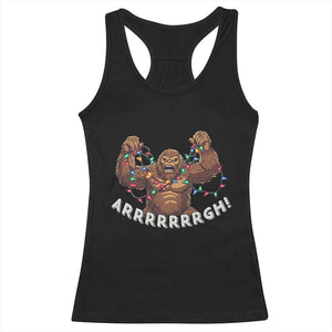Bigfoot Christmas Racerback Tank Top Winter Yeti Sasquatch Loves Xmas Tree Lights TS10 Black Print Your Wear