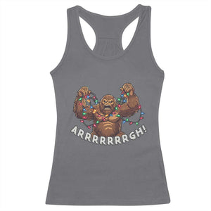 Bigfoot Christmas Racerback Tank Top Winter Yeti Sasquatch Loves Xmas Tree Lights TS10 Charcoal Print Your Wear