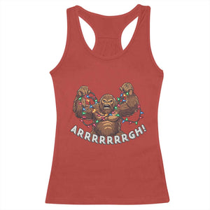 Bigfoot Christmas Racerback Tank Top Winter Yeti Sasquatch Loves Xmas Tree Lights TS10 Red Print Your Wear
