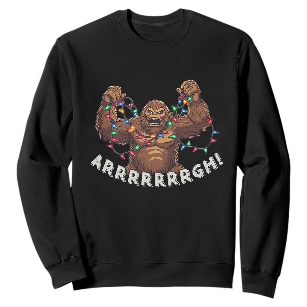 Bigfoot Christmas Sweatshirt Winter Yeti Sasquatch Loves Xmas Tree Lights TS10 Black Print Your Wear