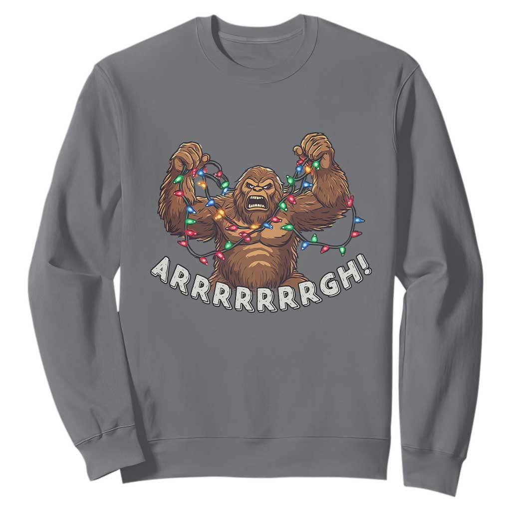 Bigfoot Christmas Sweatshirt Winter Yeti Sasquatch Loves Xmas Tree Lights TS10 Charcoal Print Your Wear