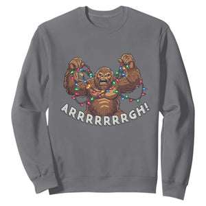 Bigfoot Christmas Sweatshirt Winter Yeti Sasquatch Loves Xmas Tree Lights TS10 Charcoal Print Your Wear