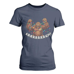 Bigfoot Christmas T Shirt For Women Winter Yeti Sasquatch Loves Xmas Tree Lights TS10 Navy Print Your Wear