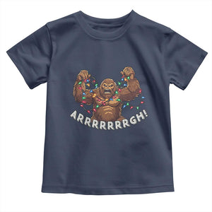 Bigfoot Christmas Toddler T Shirt Winter Yeti Sasquatch Loves Xmas Tree Lights TS10 Navy Print Your Wear