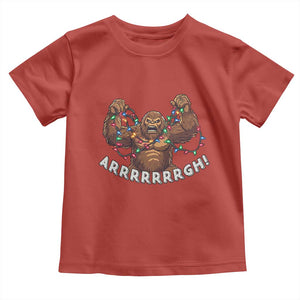 Bigfoot Christmas Toddler T Shirt Winter Yeti Sasquatch Loves Xmas Tree Lights TS10 Red Print Your Wear