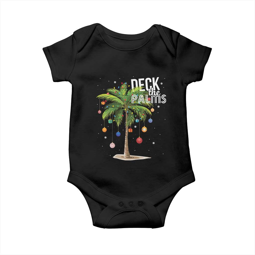 Hawaiian Christmas Baby Onesie Deck The Palms Christmas Palm Tree Beach Family Vacation TS10 Black Print Your Wear