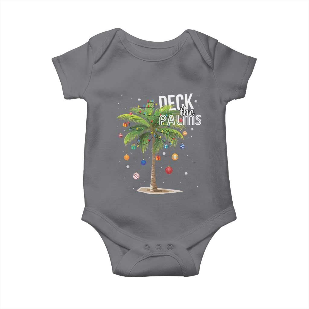 Hawaiian Christmas Baby Onesie Deck The Palms Christmas Palm Tree Beach Family Vacation TS10 Charcoal Print Your Wear