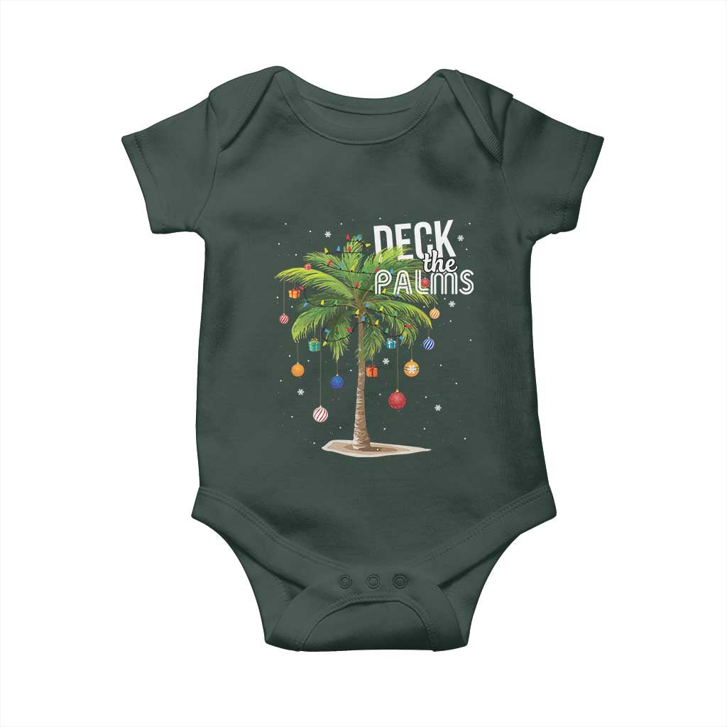Hawaiian Christmas Baby Onesie Deck The Palms Christmas Palm Tree Beach Family Vacation TS10 Print Your Wear